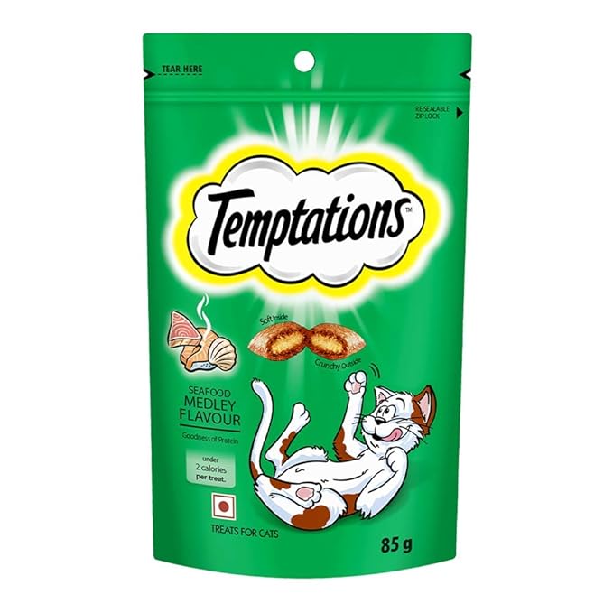 Temptations Cat Treat, Seafood Medley Flavour 85 G, Pack of 1